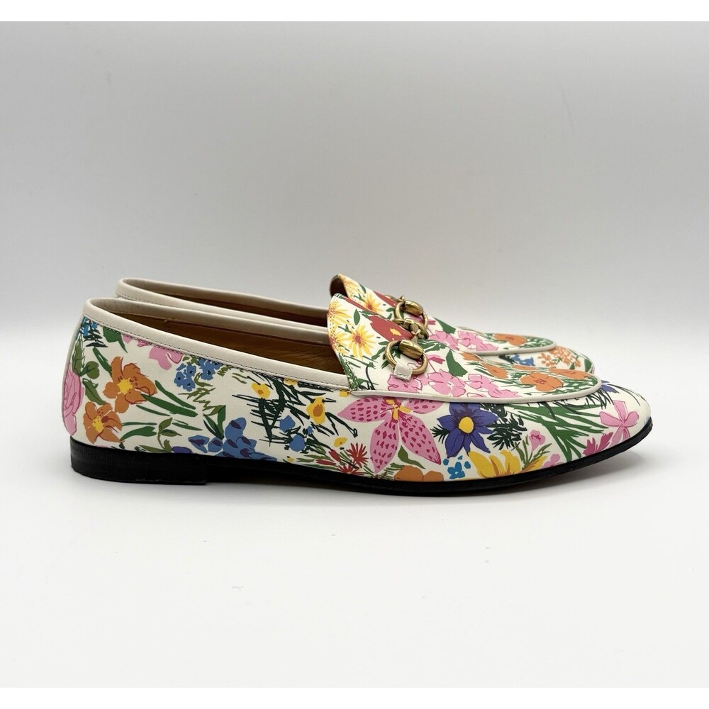 Gucci x Ken Scott Jordaan Floral Print Loafers Gold Horse-bit Accents Sz EU 38 - Picture 2 of 13